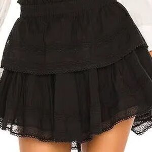 LoveShackFancy Black Tiered Skirt